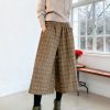 Women’s Winter Warm Wide-Leg Tweed Pants with Elastic Waist – Checkeredu002FPlaid (Suitable for both) – Loose-Fit Long Full-Length Trousers for Casual & Elegant Outfits, Horseback Riding, Country Wear – Machine Washable Pants