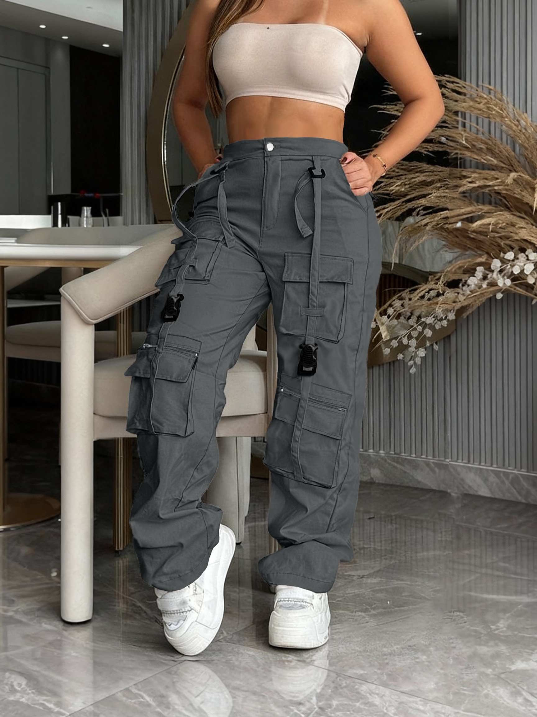 Berliun Cargo Pants Retro Cargo Pants with Multiple Pockets | Casual Style, Solid Color, Long Length, Suitable for All Seasons, Brand: Berliun