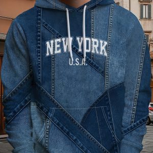 Men'S Stylish Casual Cool Trendy Striped Print Patchwork Long-Sleeve Hoodie