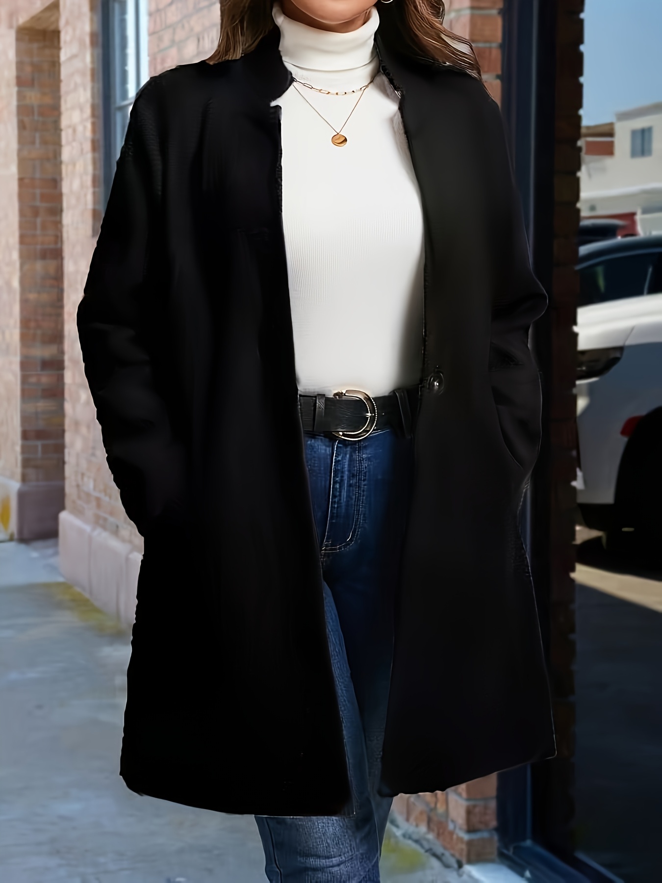 Plus Size - Xiao Fu Directional | Coffee-Colored Mid-Length Coat | Lapel Design | Warmth | Elegant Casual Style | Women'S Outerwear